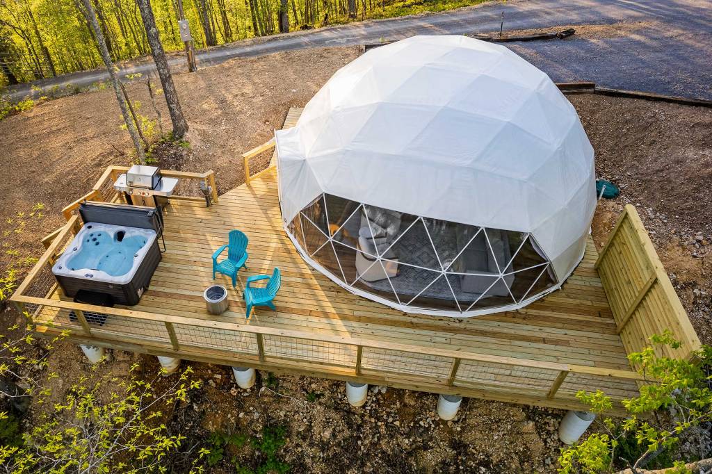 Glamping domes at Center Hill Lake near Nashville Tennessee